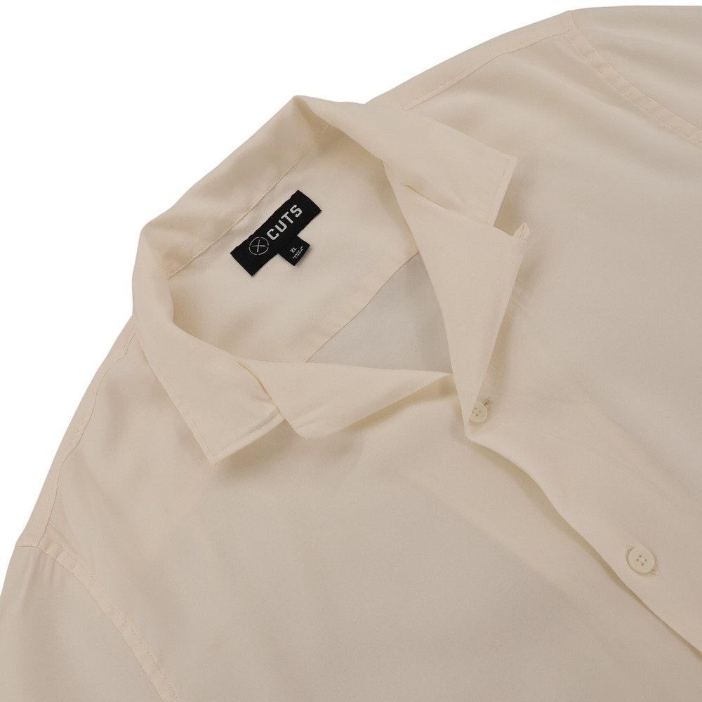 Cuts Clothing Hyperloop Camp Collar Short Sleeve Shirt Cream Mens XL